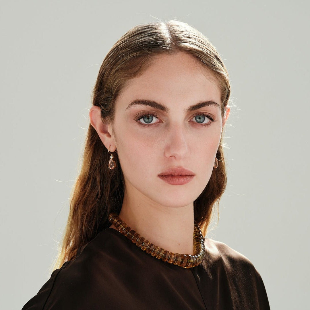 Aura Honey Quartz Necklace - Crown - Ileana Makri