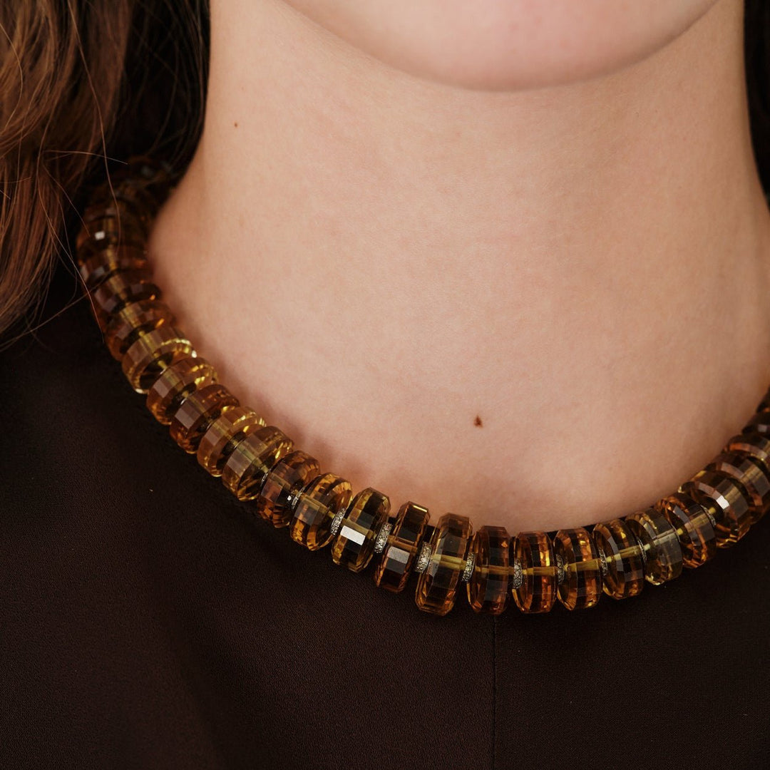 Aura Honey Quartz Necklace - Crown - Ileana Makri