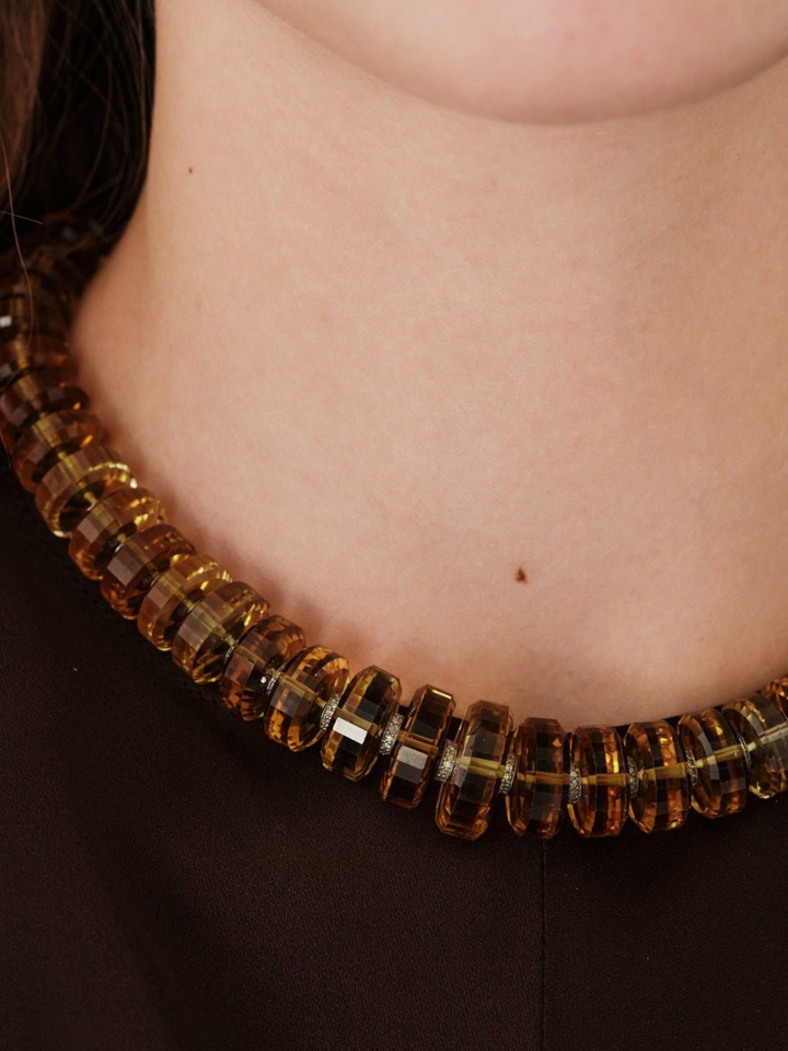 Aura Honey Quartz Necklace - Crown - Ileana Makri