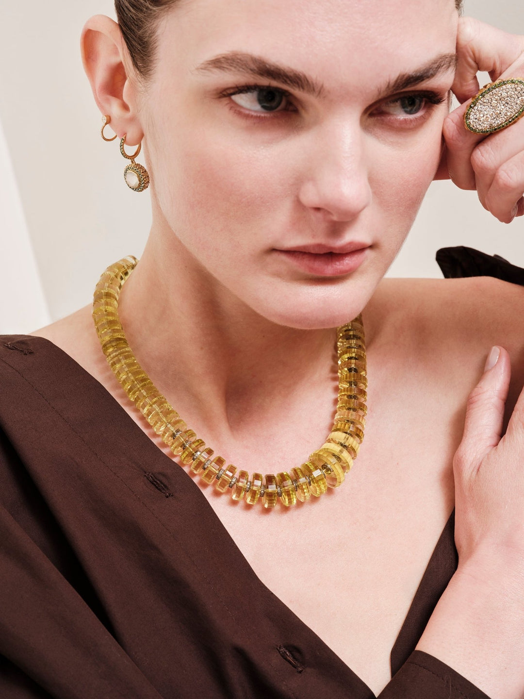 Aura Lemon Quartz Necklace - Crown - Ileana Makri