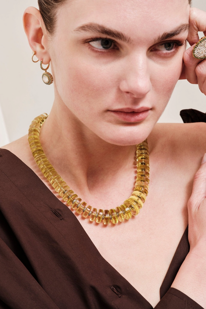 Aura Lemon Quartz Necklace - Crown - Ileana Makri