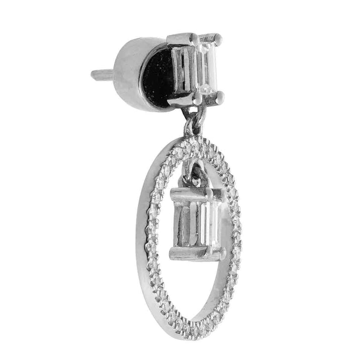 Baguette Dangling Hoop W - D - Baguette - Ileana Makri