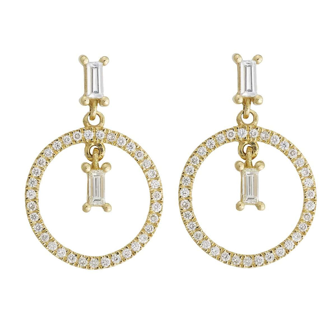 Baguette Dangling Hoop Y - D - Baguette - Ileana Makri