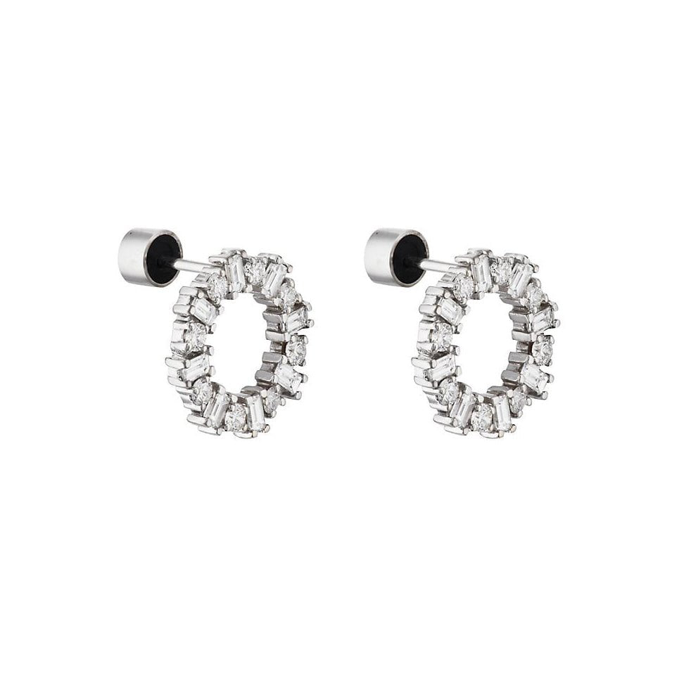 Baguette Diamond Crown Earrings W - D - THE EDIT - Ileana Makri
