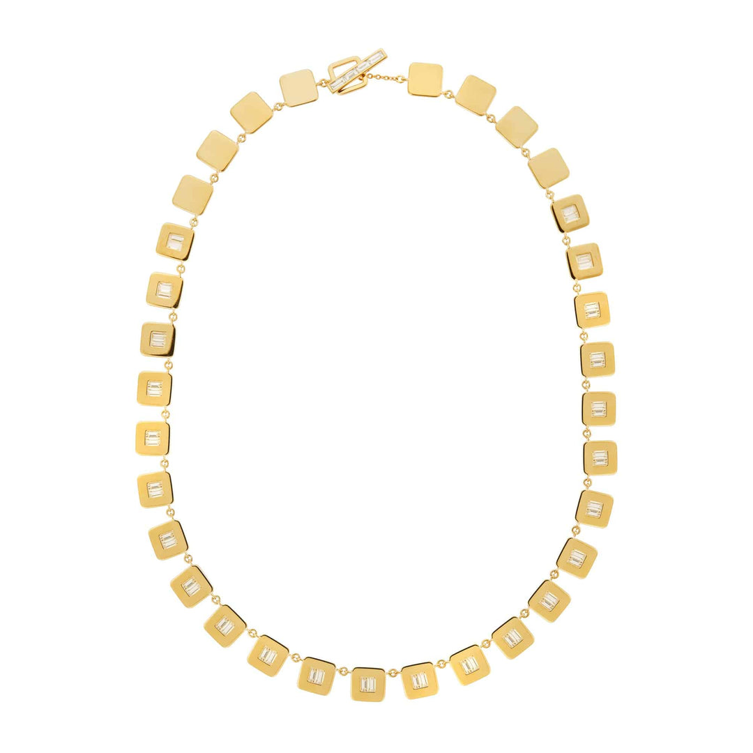 Baguette Diamond Tile Necklace - Tile - Ileana Makri