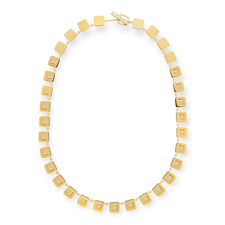 Baguette Diamond Tile Necklace - Tile - Ileana Makri