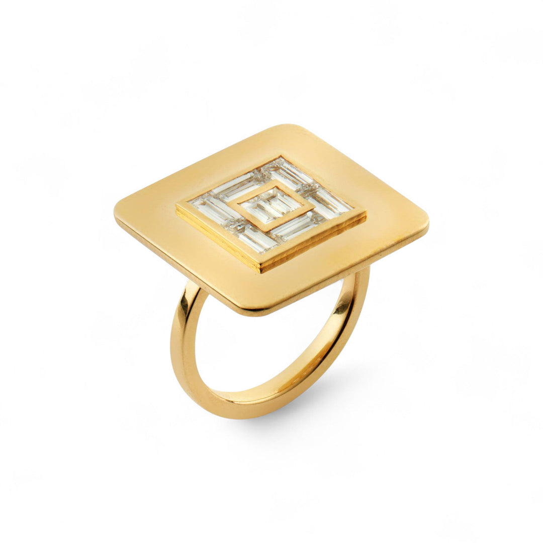 Baguette Diamond Tile Ring Y - D - Tile - Ileana Makri
