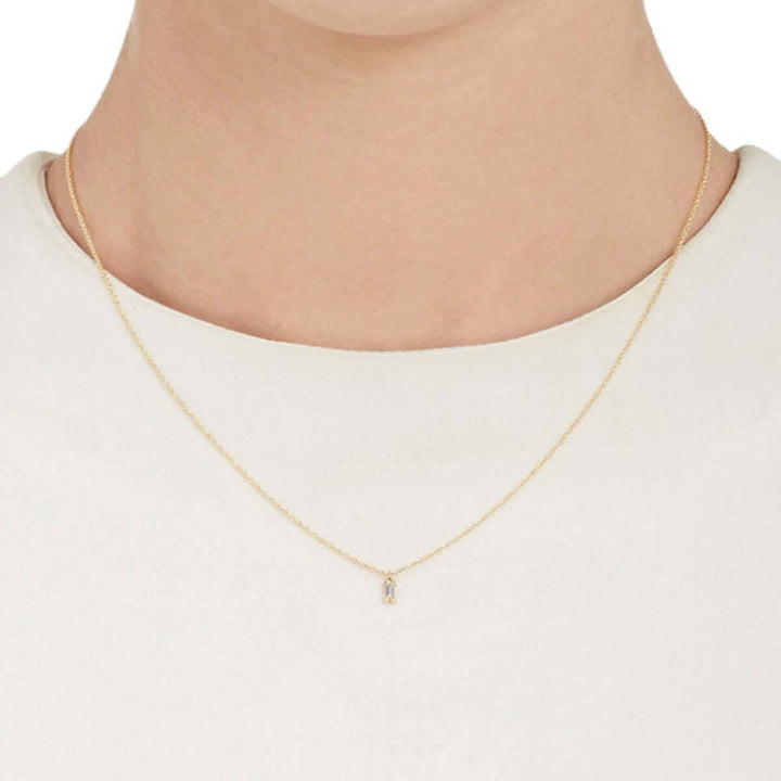 Baguette Single Drop Necklace Y-D - Baguette - Ileana Makri store