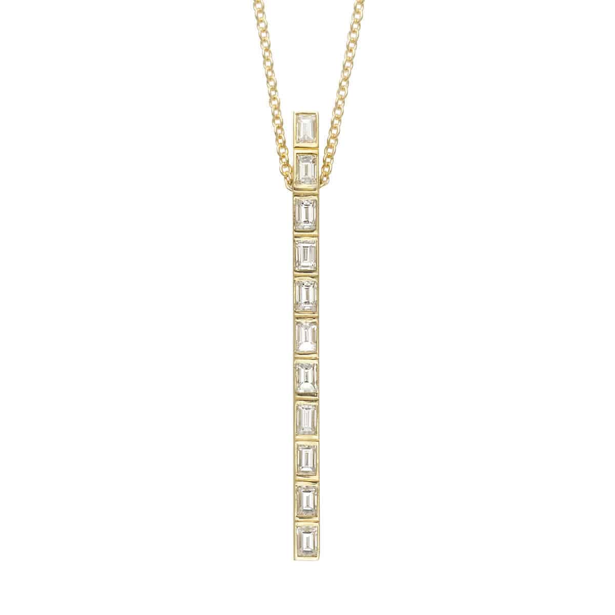 Thread Baguette 11 Diamond Pendant - Baguette - Ileana Makri store