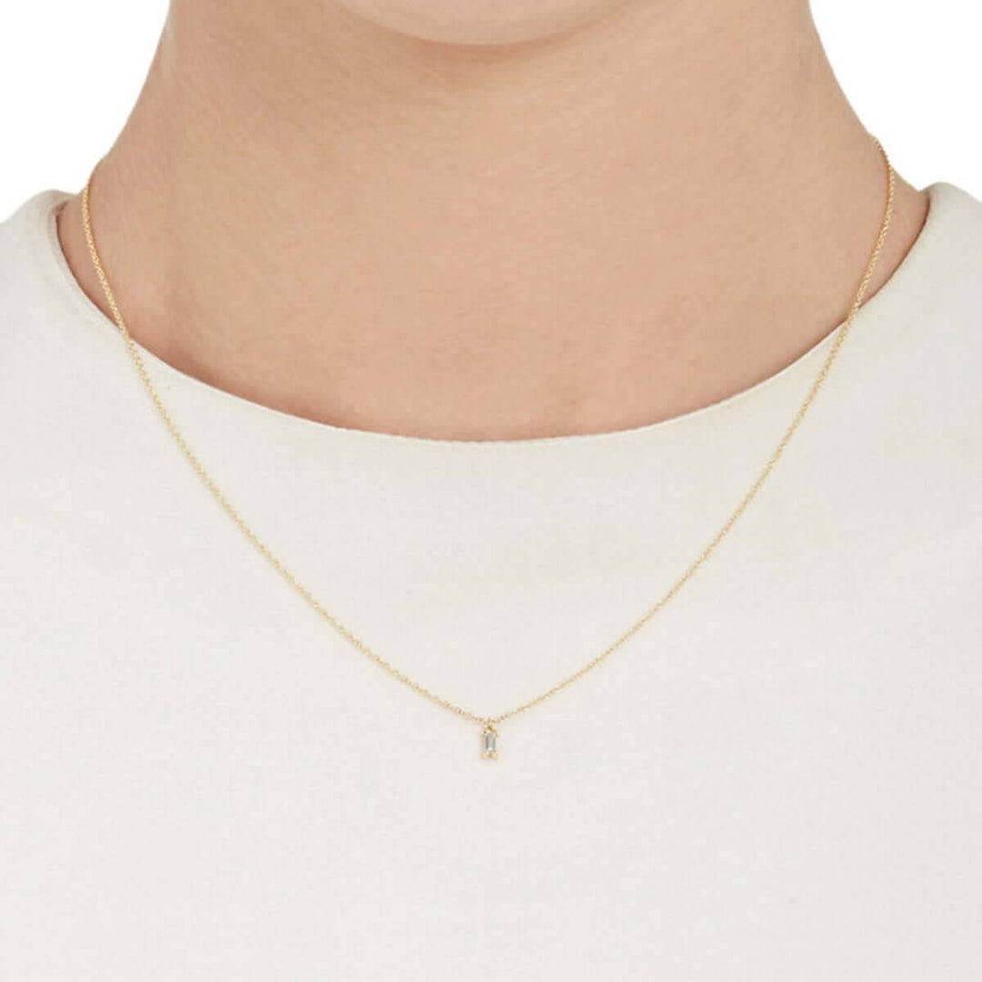 Baguette Single Drop Necklace Y - D - Baguette - Ileana Makri