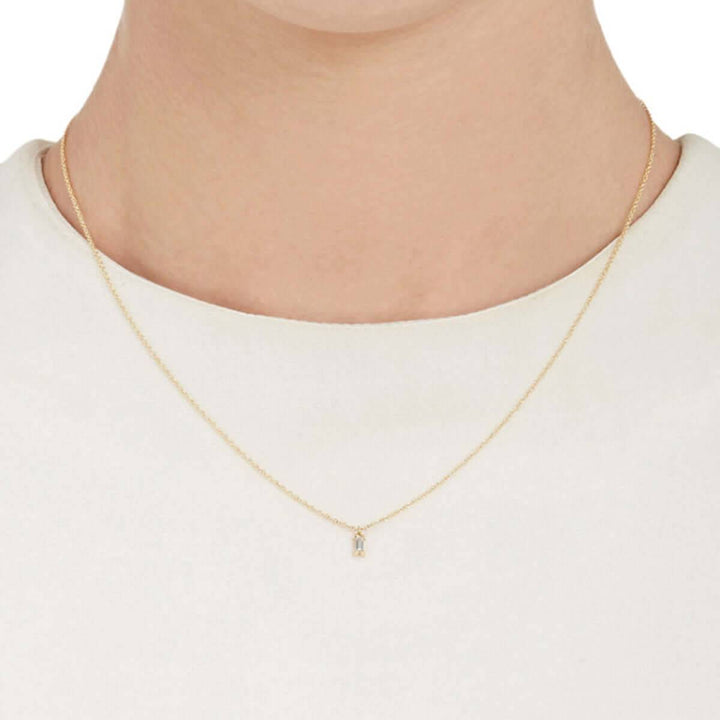Baguette Single Drop Necklace Y - D - Baguette - Ileana Makri