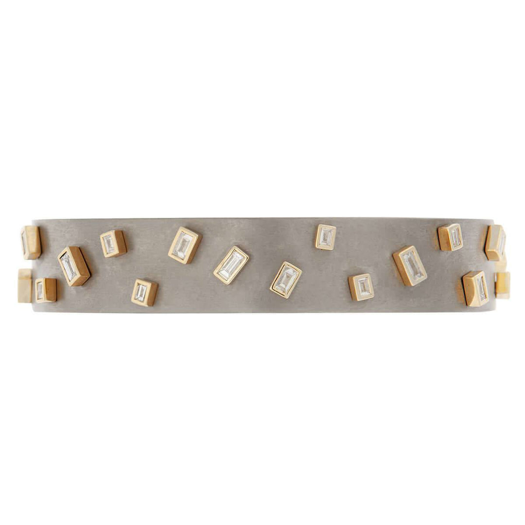 Baguette Sprinkles Medium Titan Cuff Y - D - TITANIUM - Ileana Makri