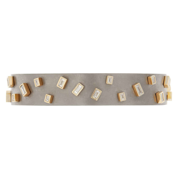Baguette Sprinkles Medium Titan Cuff Y - D - TITANIUM - Ileana Makri