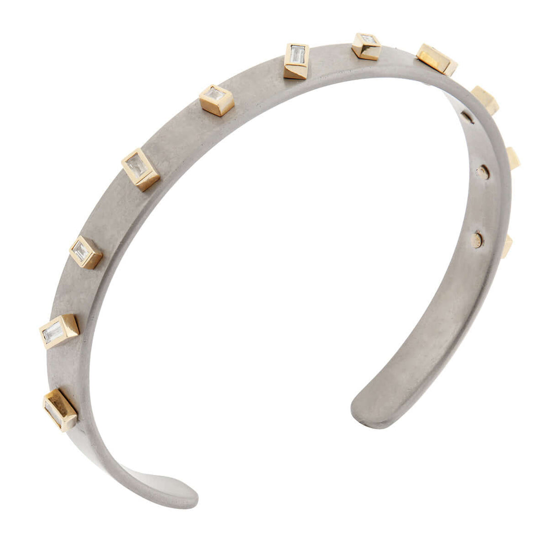 Baguette Sprinkles Slim Titan Cuff YD - TITANIUM - Ileana Makri