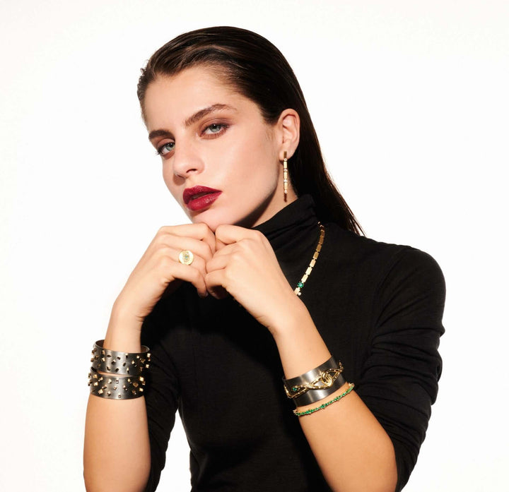 Baguette Sprinkles Titan Cuff Y - D - TITANIUM - Ileana Makri