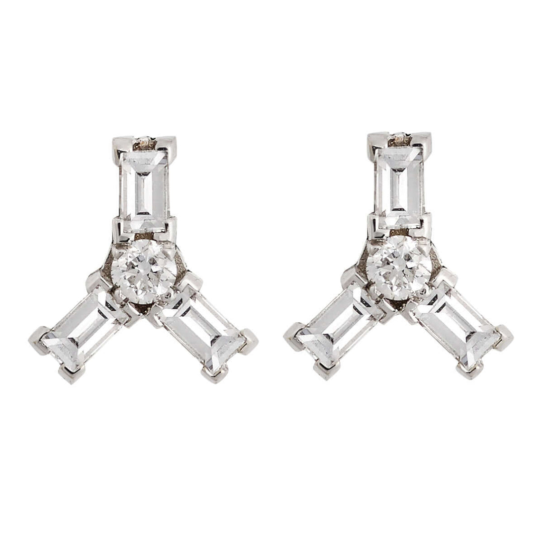 Baguette Triple Ray Studs - THE EDIT - Ileana Makri