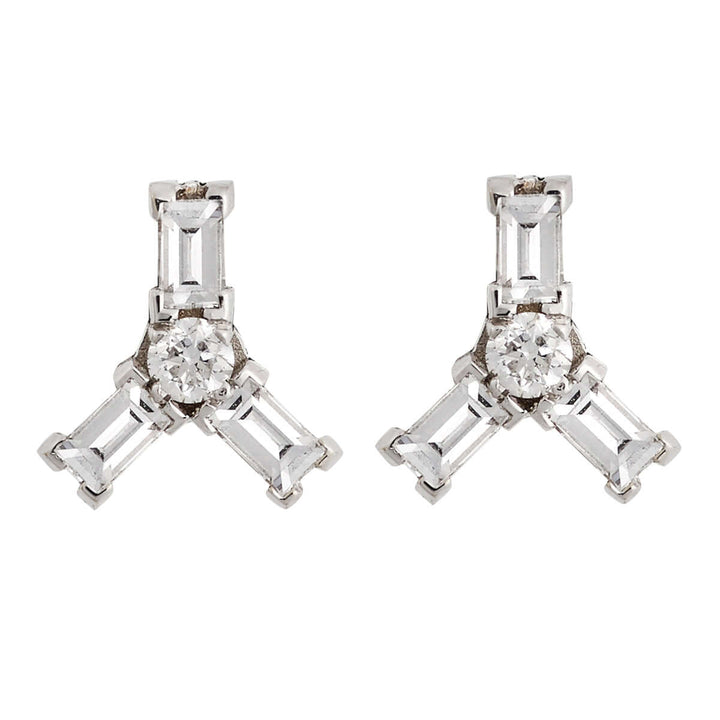 Baguette Triple Ray Studs - THE EDIT - Ileana Makri