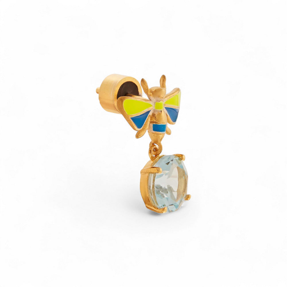 Bee Stud Blue Topaz Neon Yellow Blue - Eye M Jungle - Ileana Makri