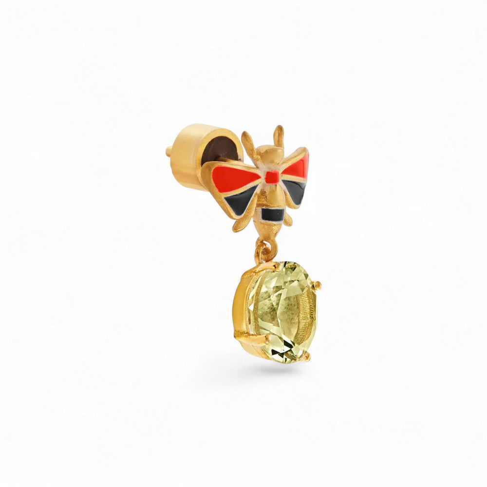 Bee Stud Lemon Topaz Neon Orange Black - Eye M Jungle - Ileana Makri