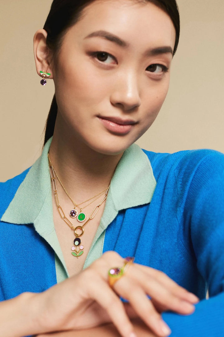 Bee Stud Lemon Topaz Neon Orange Black - Eye M Jungle - Ileana Makri