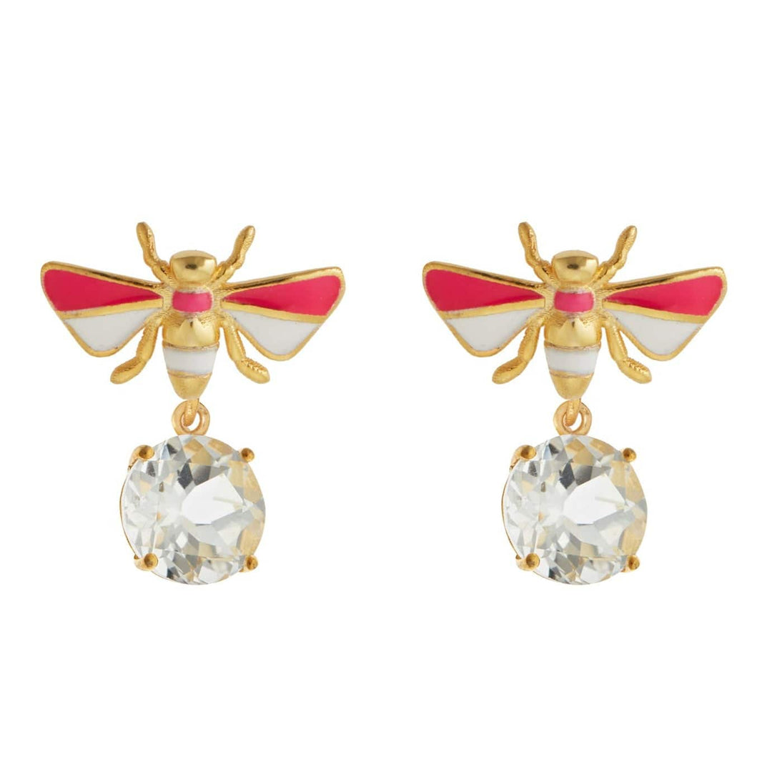 Bee Stud White Topaz Neon White Pink - Eye M Jungle - Ileana Makri store