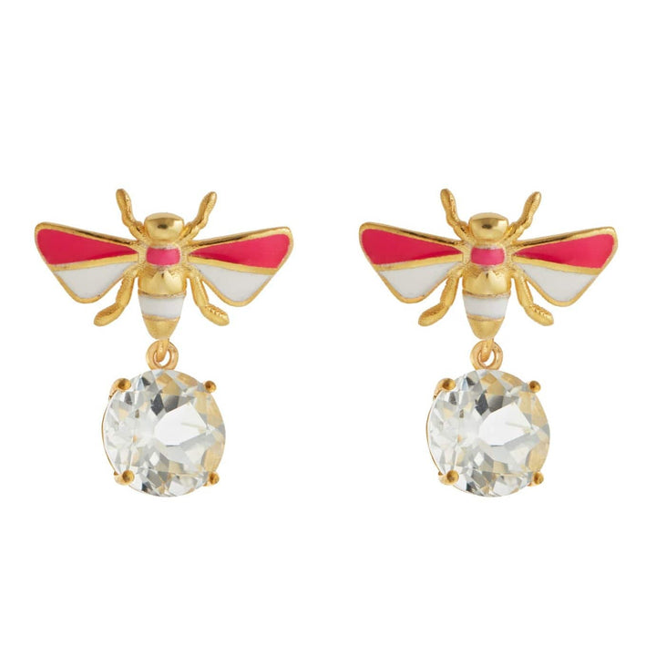 Bee Stud White Topaz Neon White Pink - Eye M Jungle - Ileana Makri store