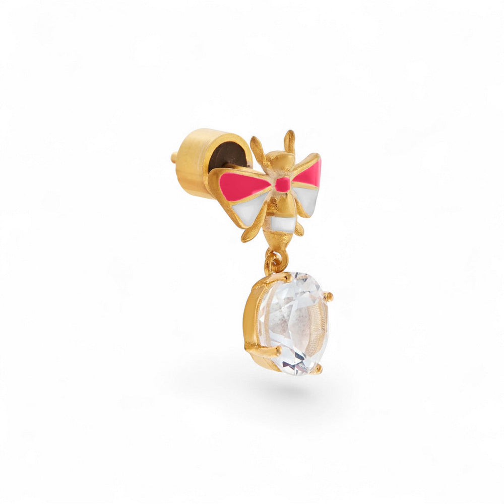 Bee Stud White Topaz Neon White Pink - Eye M Jungle - Ileana Makri