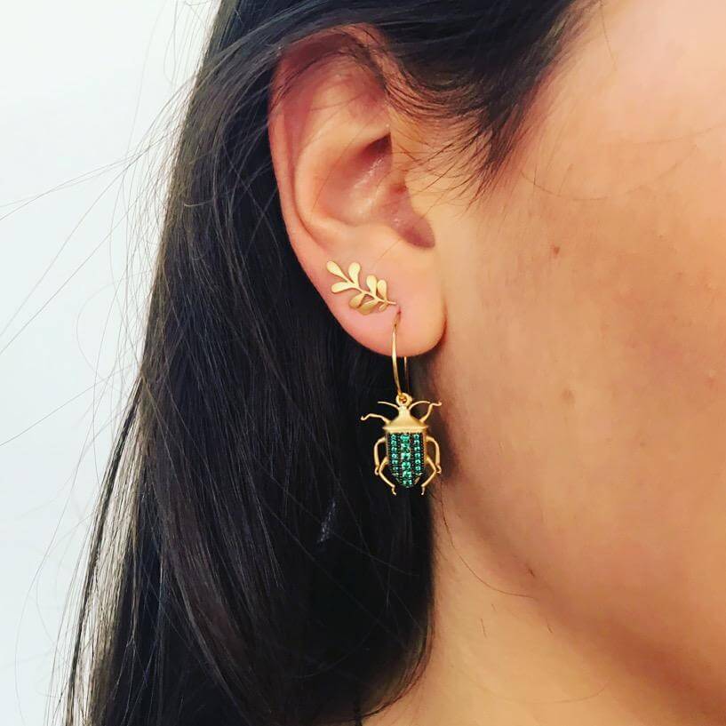 Beetle Mini Hoops Green - Eye M Jungle - Ileana Makri