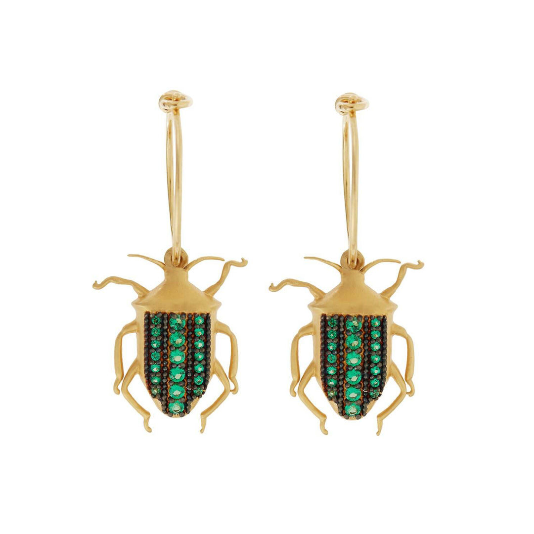 Beetle Mini Hoops Green, Eye M Earrings, Ileana Makri, Jewelry
