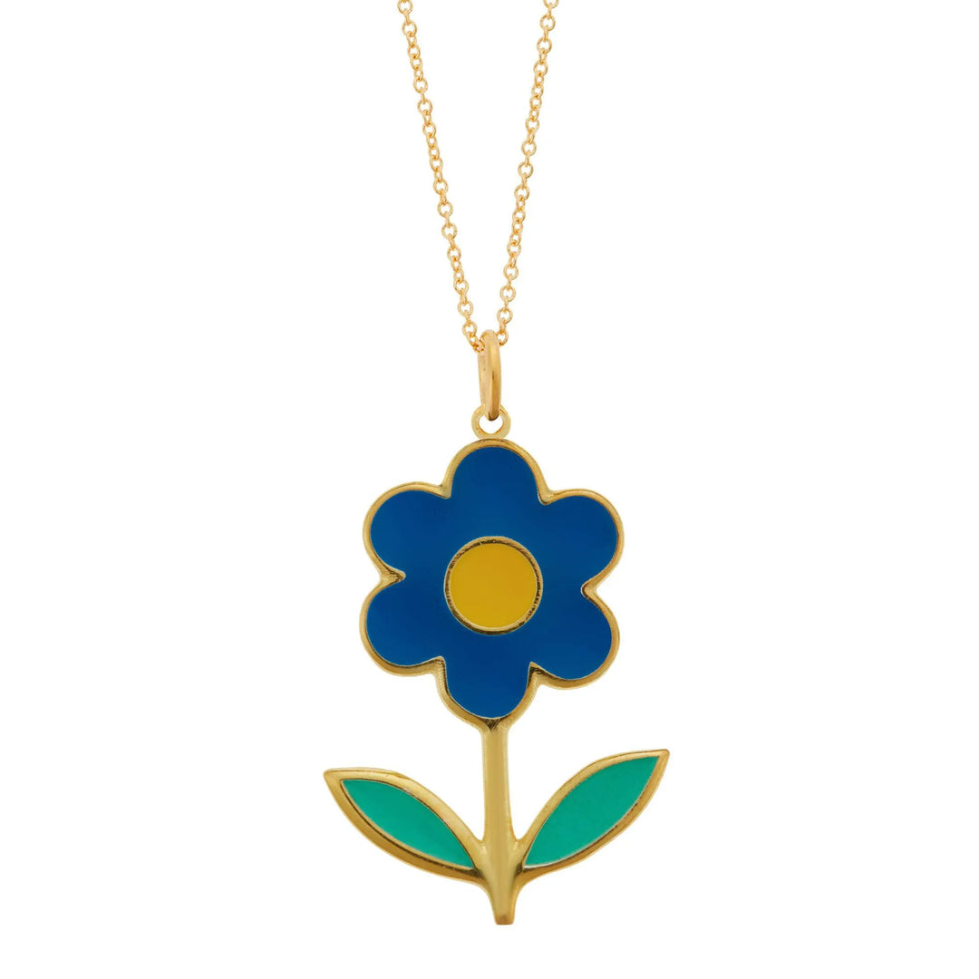 Big Blue Happy Daisy Pendant - Eye M Flower Power - Ileana Makri store