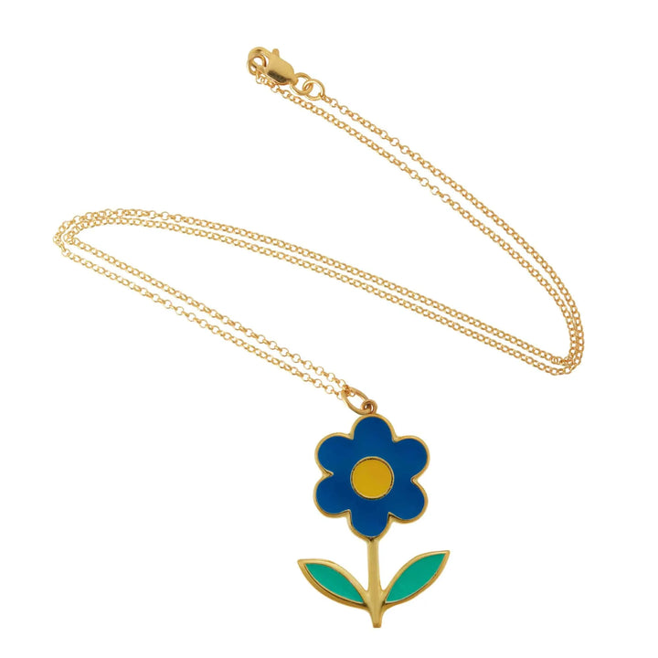 Big Blue Happy Daisy Pendant - Eye M Flower Power - Ileana Makri store