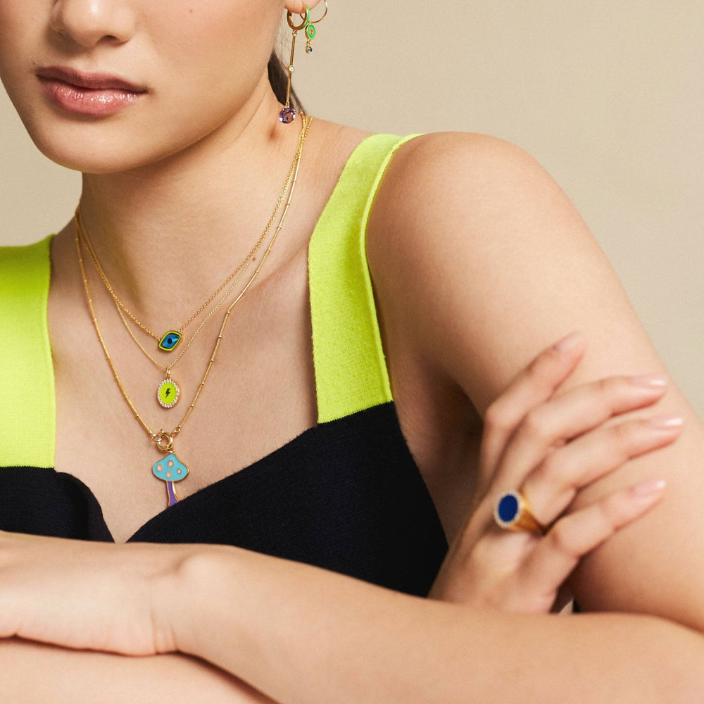 Big Blue Mushroom Necklace - Eye M Flower Power - Ileana Makri