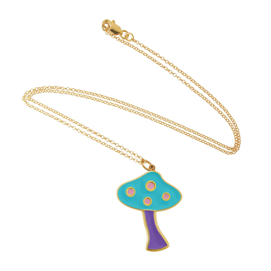 Big Blue Mushroom Necklace - Eye M Flower Power - Ileana Makri