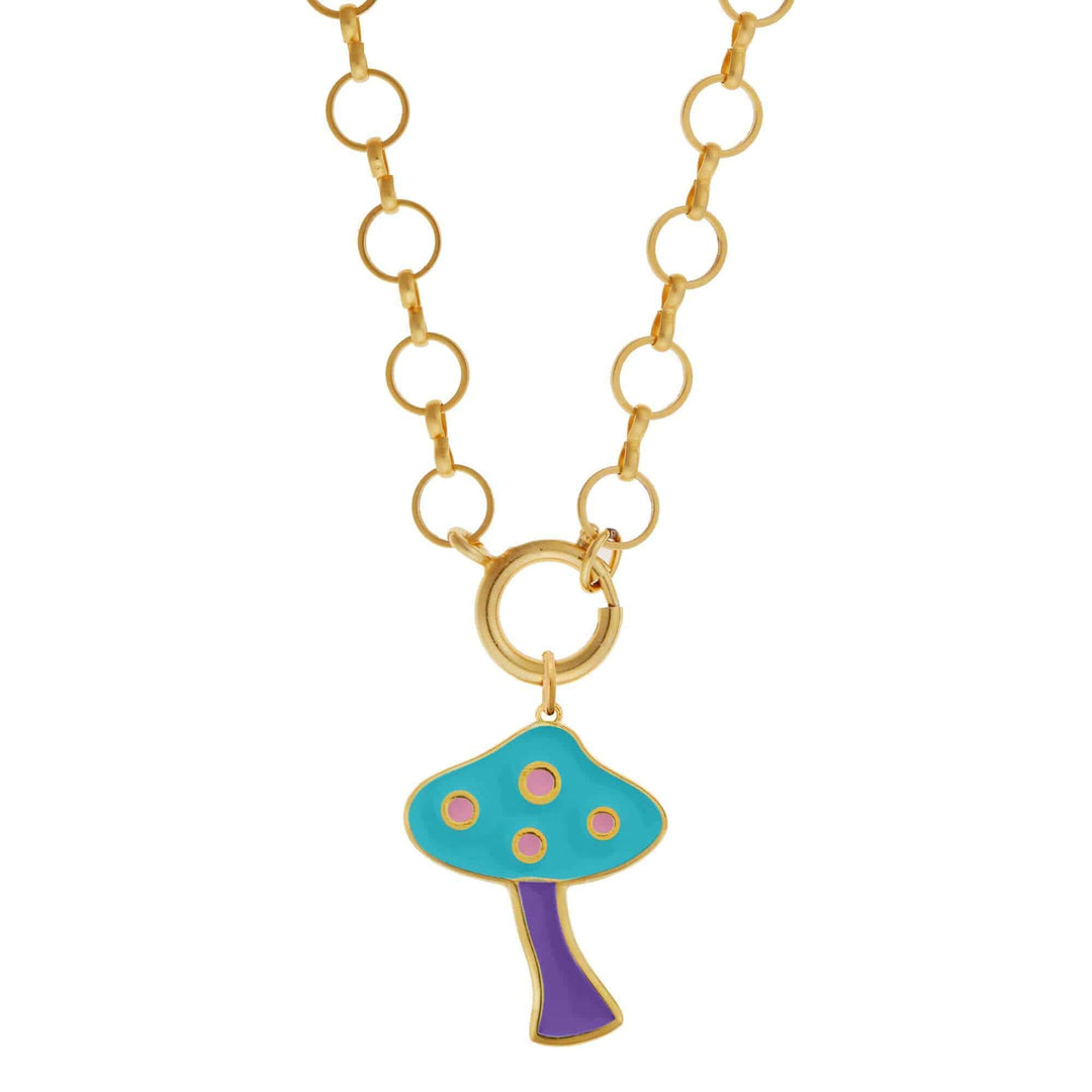 Big Blue Mushroom Necklace - Eye M Flower Power - Ileana Makri