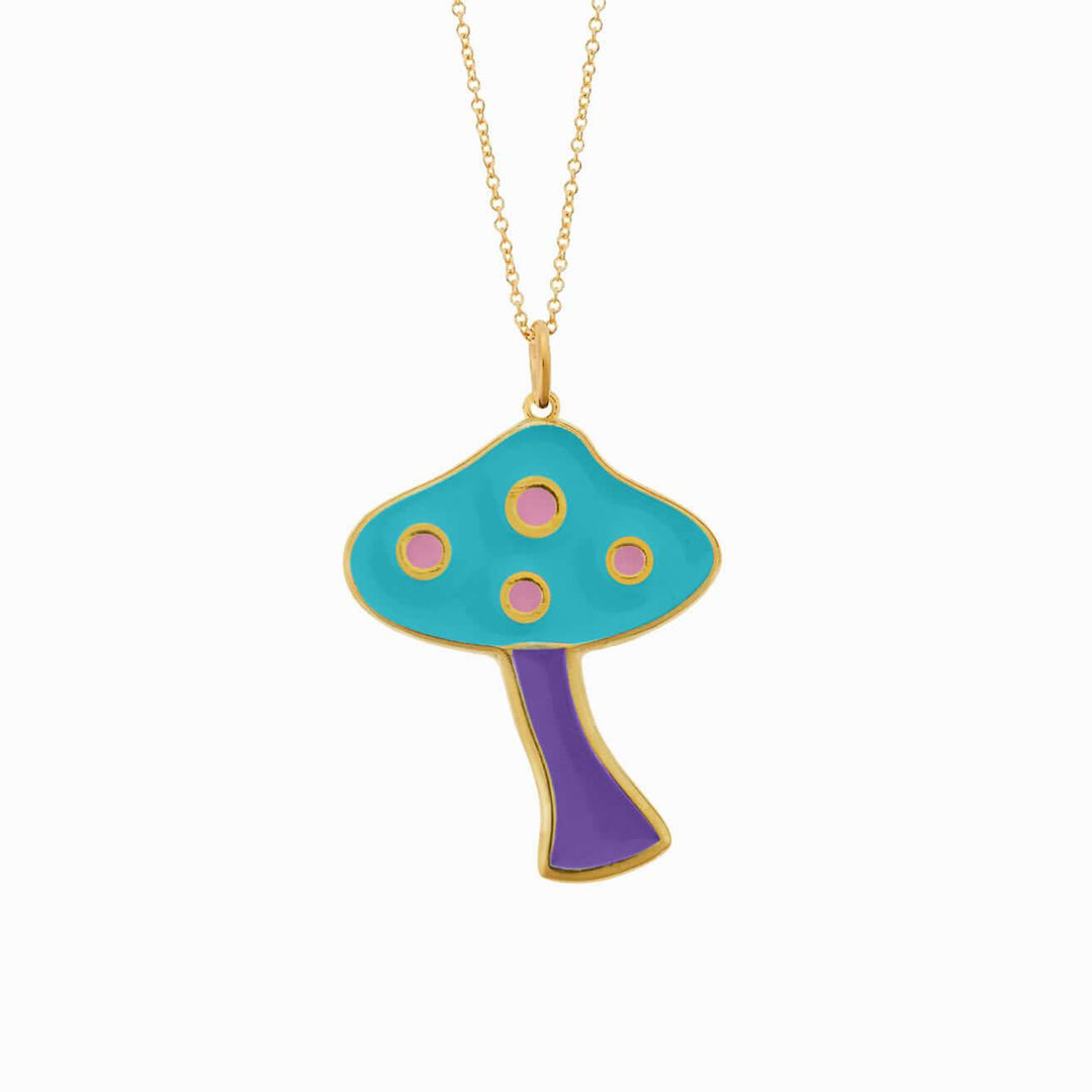 Big Blue Mushroom Necklace - Eye M Flower Power - Ileana Makri