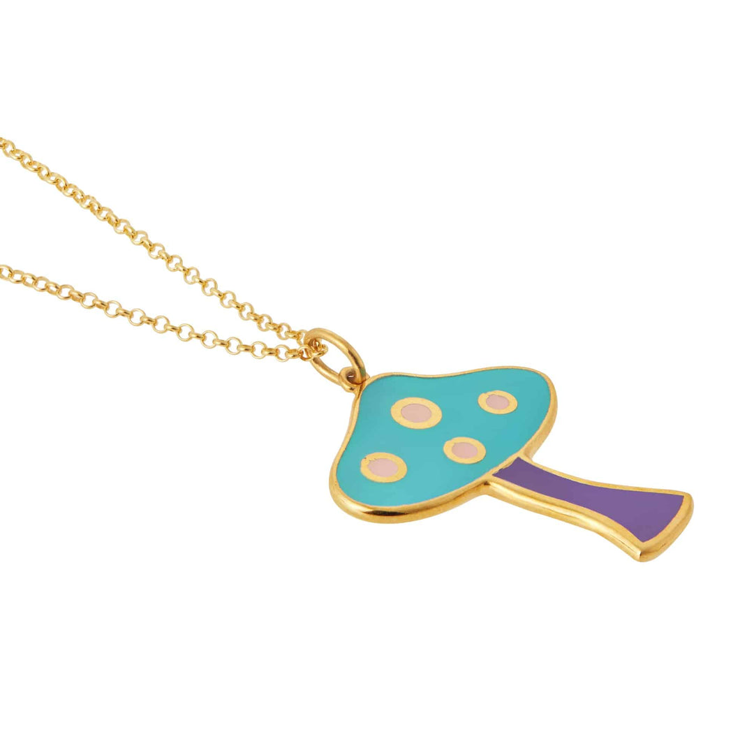 Big Blue Mushroom Necklace - Eye M Flower Power - Ileana Makri