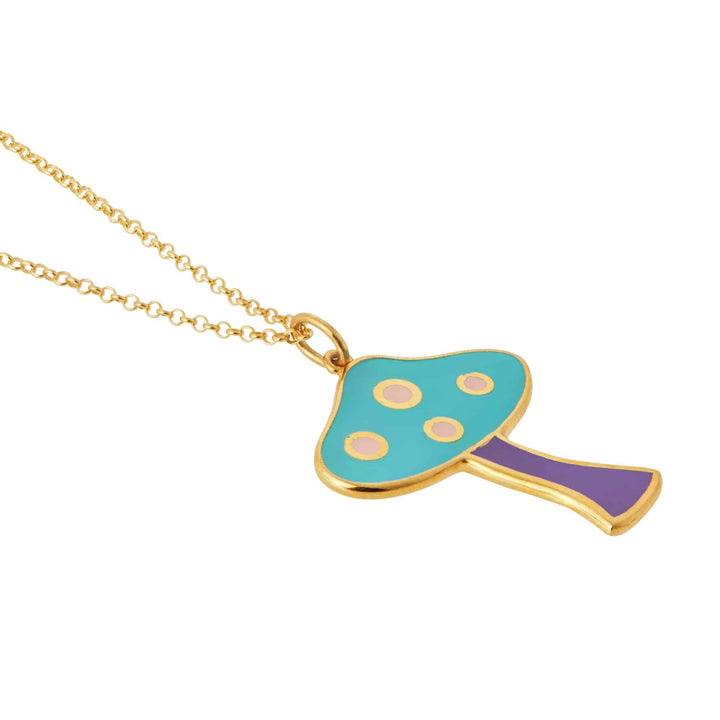 Big Blue Mushroom Necklace - Eye M Flower Power - Ileana Makri
