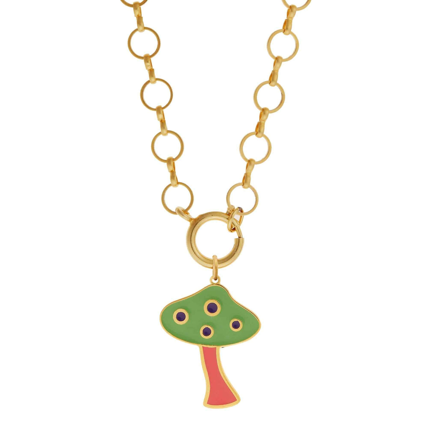 Big Green Mushroom Necklace - Eye M Flower Power - Ileana Makri store
