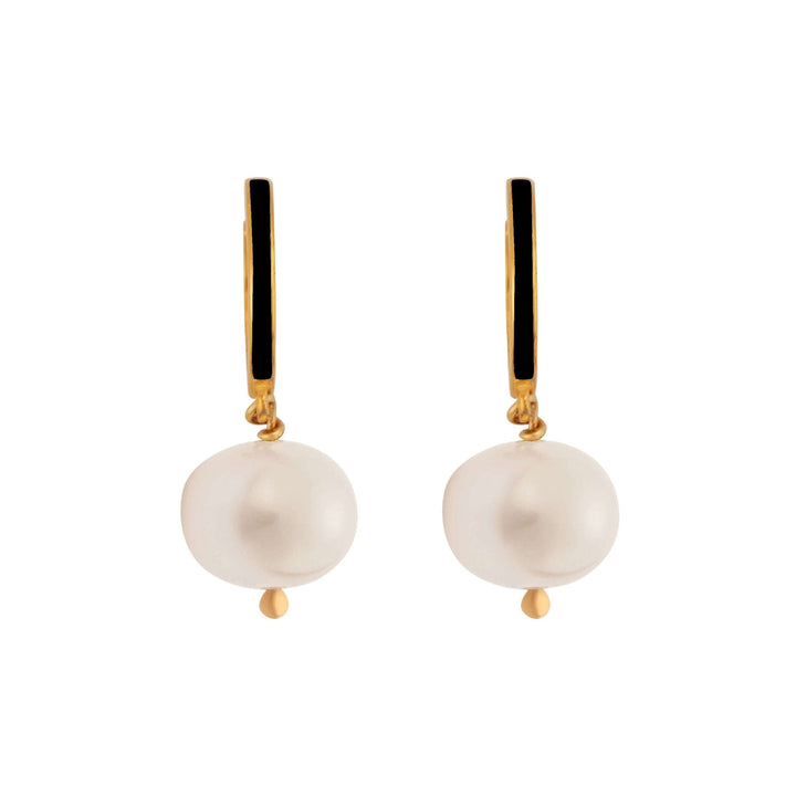 Big Pearl and Enamel Hoops - Eye M Neon Rocks - Ileana Makri