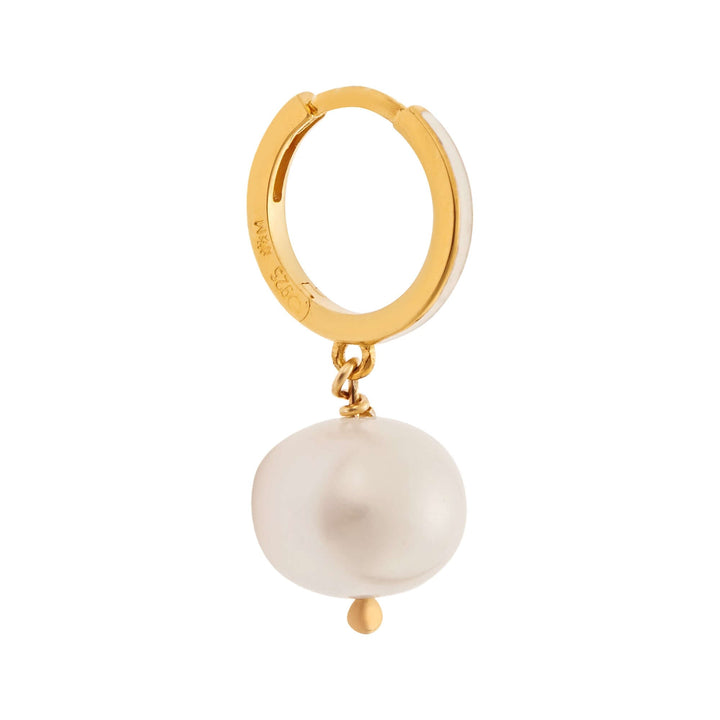 Big Pearl and Enamel Hoops - Eye M Neon Rocks - Ileana Makri