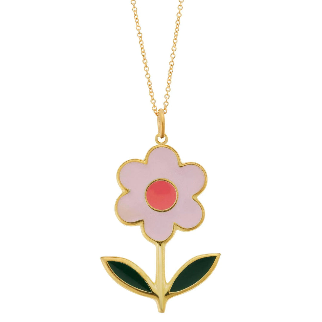 Big Pink Happy Daisy Pendant - Eye M Flower Power - Ileana Makri