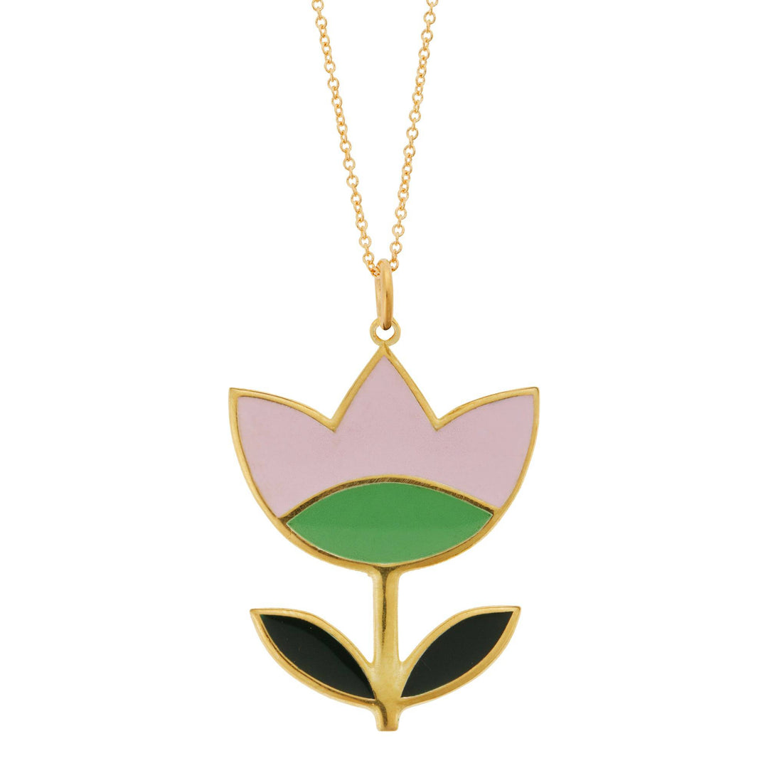 Big Pink Happy Flower Pendant - Eye M Flower Power - Ileana Makri