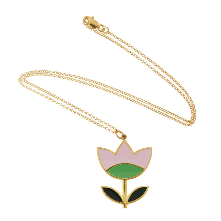 Big Pink Happy Flower Pendant - Eye M Flower Power - Ileana Makri
