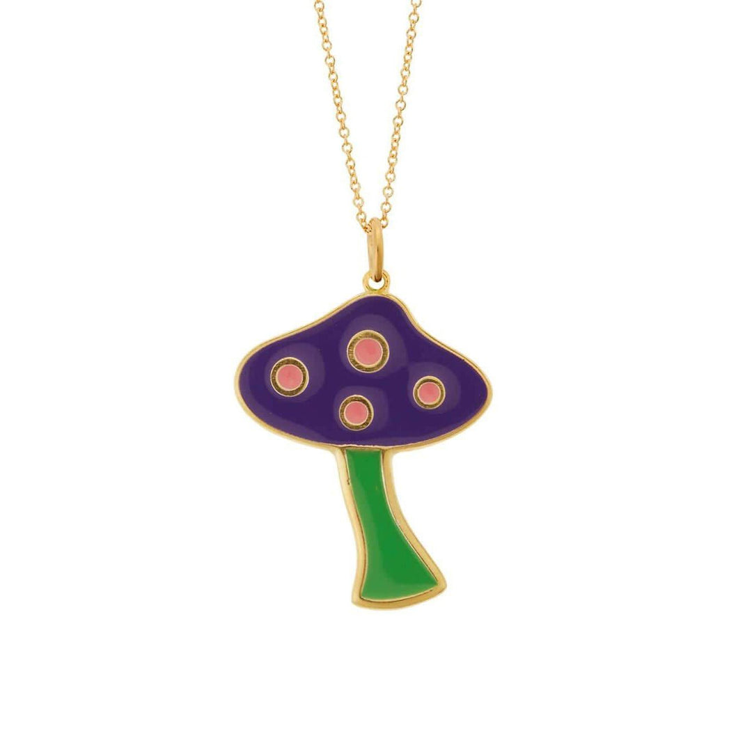 Big Purple Mushroom Necklace - Eye M Flower Power - Ileana Makri
