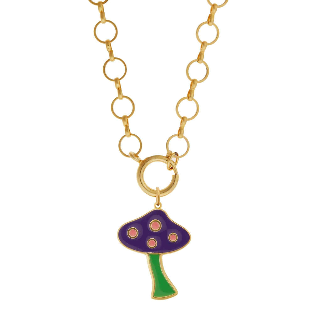 Big Purple Mushroom Necklace - Eye M Flower Power - Ileana Makri