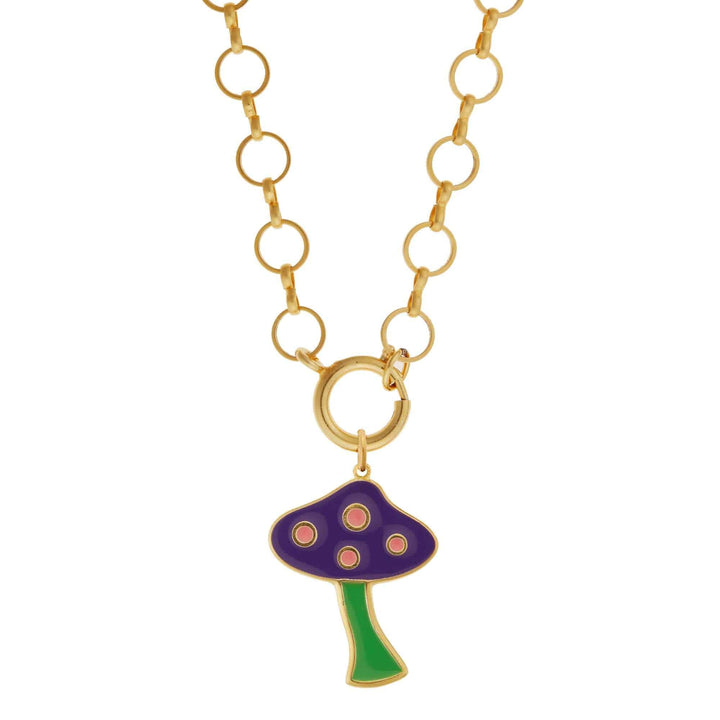 Big Purple Mushroom Necklace - Eye M Flower Power - Ileana Makri