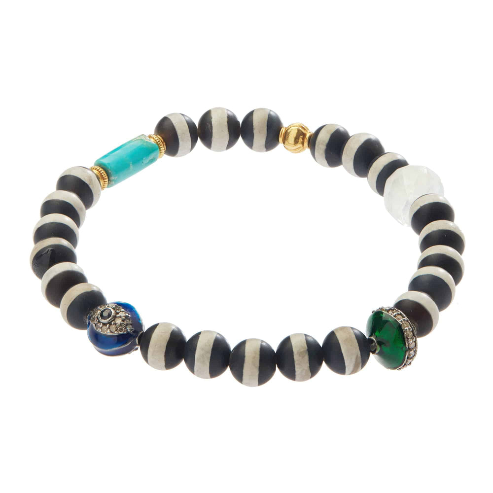 Black Agate Stripe Bracelet 13 - Globetrotter - Ileana Makri store