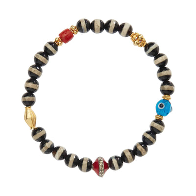 Black Agate Stripe Bracelet 29 - Globetrotter - Ileana Makri store