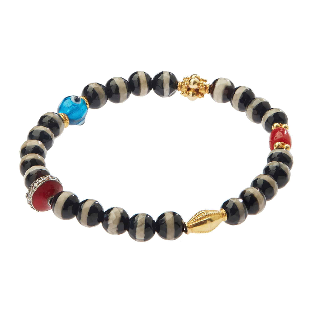 Black Agate Stripe Bracelet 29 - Globetrotter - Ileana Makri store