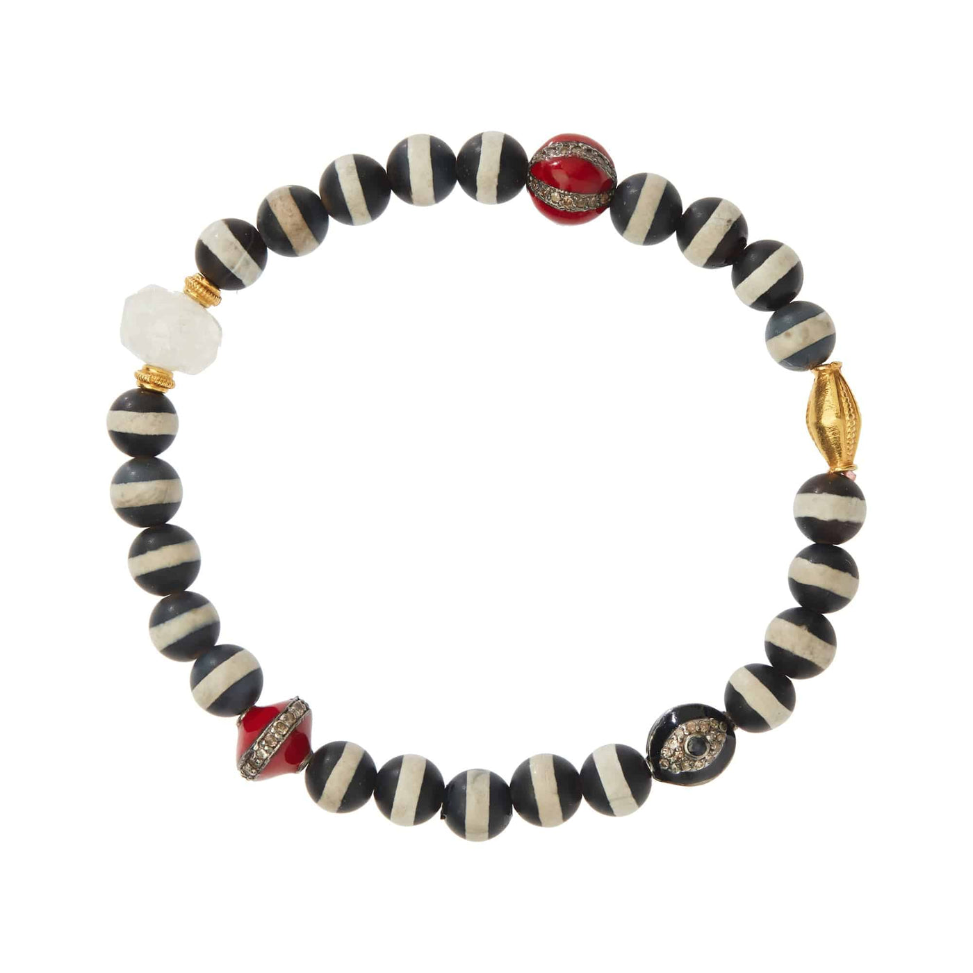 Black Agate Stripe Bracelet 30 - Globetrotter - Ileana Makri store